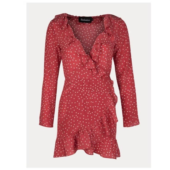Realisation Alexandra Mini Wrap Dress in Red Star Print - Picture 1 of 15